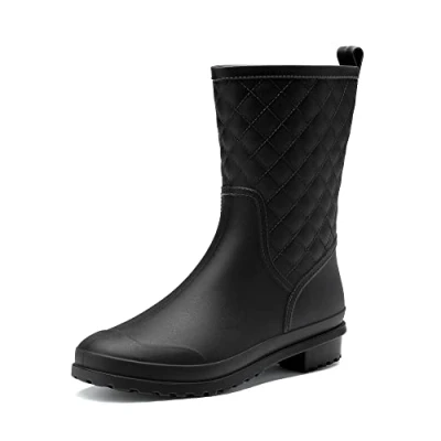 Abbildung von DREAM PAIRS Damen Gummistiefel Halbhoch Wasserdicht Gummistiefeletten Regenstiefel Kurzschaft Boots Outdoor Gartenschuhe Anti Rutsch,Size 41,Schwarz,SDRB2204W E