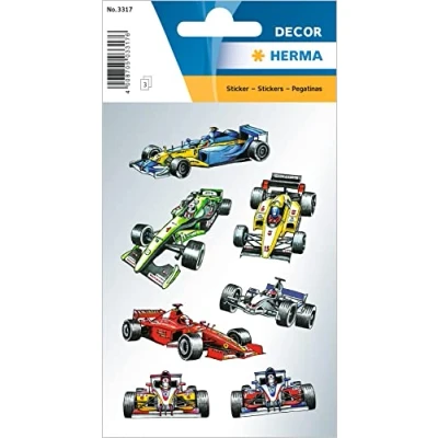 Abbildung von 10 x HERMA Schmucketikett Decor Rennautos VE=21 Stück
