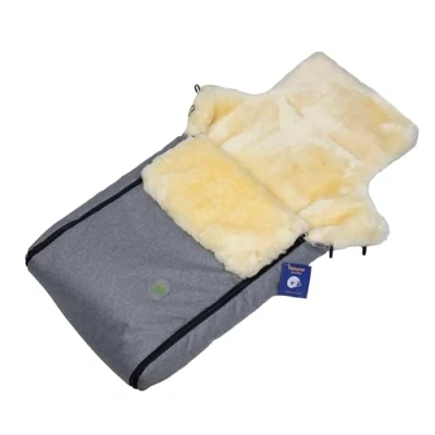 Abbildung von Reissner Lammfelle Merino Lammfell Baby Fußsack KESSY mit Reißverschluss für Kinderwagen Buggy &amp; Stroller grau