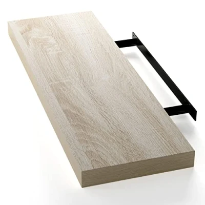 Abbildung von Casaria® Wandregal Eiche mit Halterung 50 110cm Schwebend 15kg Tragkraft Küche Wohnzimmer Büro Bad Flur Schweberegal Regal Regalbrett Hängeregal 70cm
