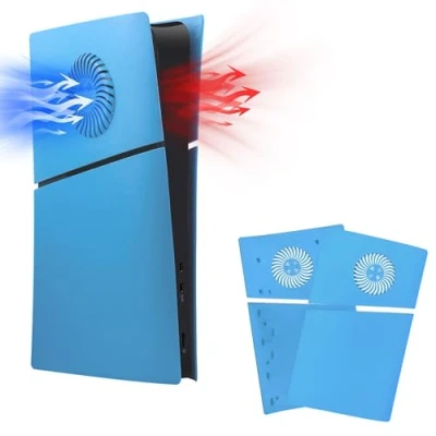 Abbildung von Mcbazel PS5 Slim Digital Frontplattenersatz Faceplates Dauerhafte ABS Schutzersatzabdeckung mit Kühlungsventilzubehör für Playstation 5 Edition Hellblau