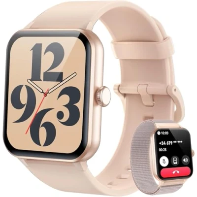 Abbildung von IOWODO Smartwatch Damen Herren, 1.85&#039;&#039; Fitnessuhr mit Telefonfunktion/Message Reminder, Herzfrequenzmonitor Schlafmonitor Schrittzähler, Sportuhr für iOS/Android