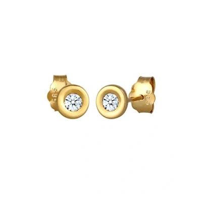 Abbildung von Elli DIAMONDS Earrings Women Earstuds Classic Solitaire with Diamond (0.12 ct.) in 585 Yellow Gold