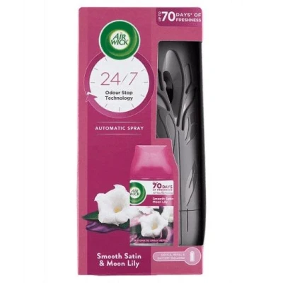 Abbildung von Airwick Freshmatic Max Starter Set Halter (Schwarz)+Refill &quot;Smooth Satin&amp;Lily&quot; 250ml