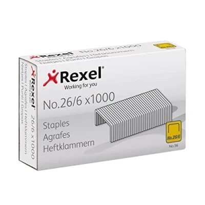 Abbildung von Rexel (2115727) Nr. 56 (26/6) Heftklammern, bis zu 20 Blatt, Standardgröße für Desktop Hefter und Zange, graue Box mit x 1000 (20.000) Heftklammern