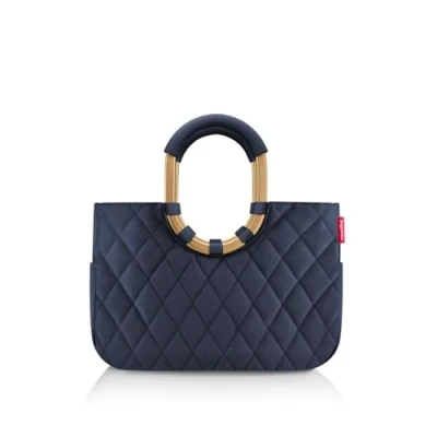 Abbildung von reisenthel loopshopper M frame rhombus midnight gold Stabile Tasche mit praktischen Fächern aus recycelten PET Flaschen Eleganz beim Einkaufen, viel Funktion inklusive!