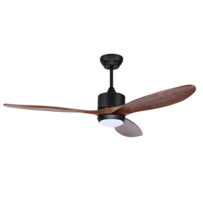 Abbildung von Ovlaim 132cm Walnuss Holz Deckenventilatoren mit Beleuchtung Fernbedienung, 3 Blatt Propeller Smart Deckenventilator für Indoor Outdoor, hoher Luftstrom leiser DC Motor