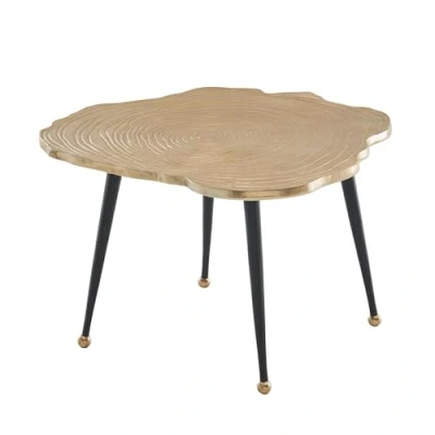 Abbildung von Wohnling Couchtisch Aluminium Baumscheibe 64x64x37 cm Sofatisch Metall Gold, Design Wohnzimmertisch Rund, Kleiner Kaffeetisch Modern, Beistelltisch Anstelltisch Wohnzimmer