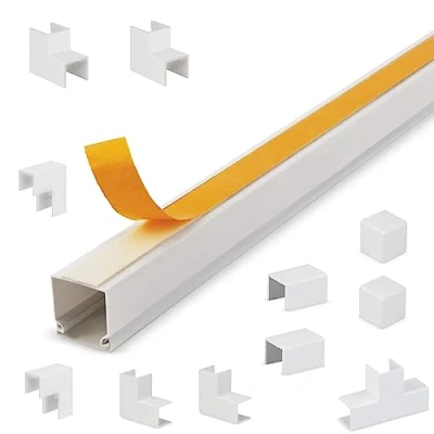 Abbildung von Lion Electric Kabelkanal Weiß Selbstklebend 16x16mm 4x1m mit Verbindungsstücke Kabelschacht zum Verstecken von Kabel Kabelabdeckung Schaumklebeband für Schreibtisch, Wand, Boden