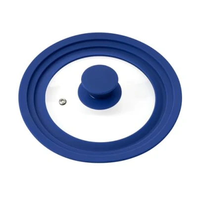 Abbildung von bremermann Topfdeckel Universal Glasdeckel mit Silikonrand, 16/18/20 cm, blau klein