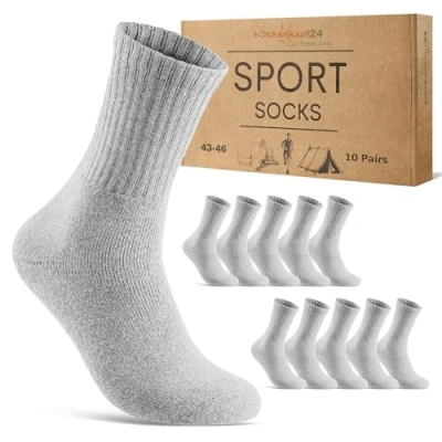 Abbildung von 10 Paar Sportsocken Damen Tennissocken Baumwolle Atmungsaktive Crew Socken 70205T (Hellgrau 35 38)