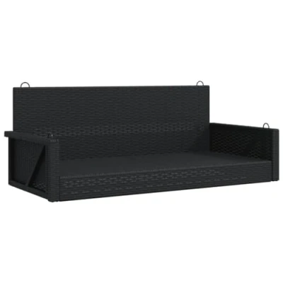 Abbildung von vidaXL Hängebank, Hängeschaukel mit Befestigungsringen, Schaukelbank für Außenbereich, Gartenschaukel Gartenbank, Modern, Schwarz Poly Rattan