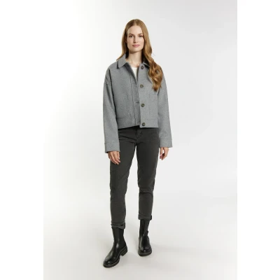 Abbildung von DREIMASTER Vintage Damen Übergangsjacke aus einer Wollmischung S / Grau Melange 77% Polyester 15% Wolle 5% Polyacryl 3% Viskose