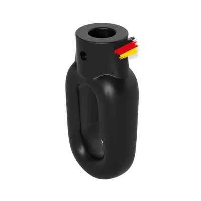 Abbildung von BAUHELD® Markisenöse Kunststoff [Made in Germany] Halterung für Markisen Kurbel mit Fleischer Haken [Oval] Öse Schwarz RAL9005 Bohrung 12mm Querbohrung 4mm Höhe 65mm