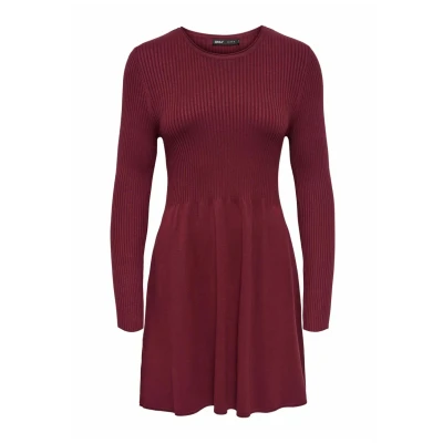 Abbildung von ONLY Onlalma Oneck Strickkleid, Damen, Größe: XS, Zinfandel