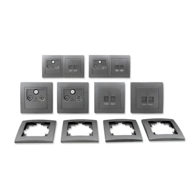 Abbildung von MC POWER FLAIR Wand Steckdosen und Schalter Set Multimedia 18 teilig anthrazit, matt