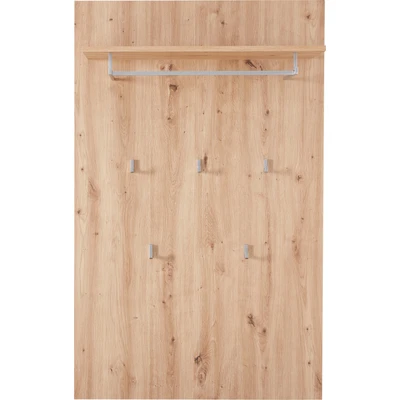 Abbildung von Stella Trading Garderobenpaneel in Artisan Eiche Optik Moderne Hutablage mit zuverlässigen Wandhaken für Jacken &amp; Taschen 84 x 135 27 cm (B/H/T)