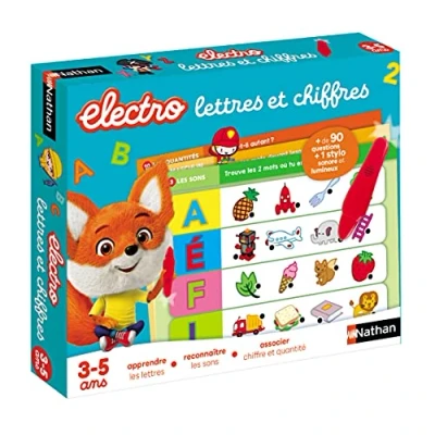 Abbildung von Dujardin 31618 Electro Buchstaben und Zahlen Elektronisches Lernspiel für Kinder von 3 bis 5 Jahren, Mehrfarbig, 30 x 4,5 25 cm