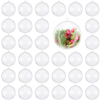 Abbildung von THE TWIDDLERS 48 Durchsichtige Weihnachtskugeln zum Befüllen, 6cm Basteln Christbaumschmuck