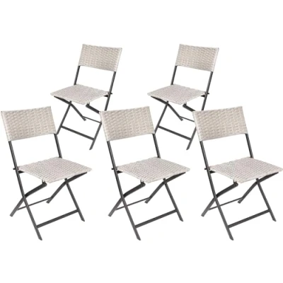 Abbildung von BRUBAKER Gartenstuhl Lugano Polyrattan Klappstuhl wetterfest und robust Balkonstuhl klappbar Campingstuhl für Garten Balkon Terrasse Camping Stuhl Grau/Beige