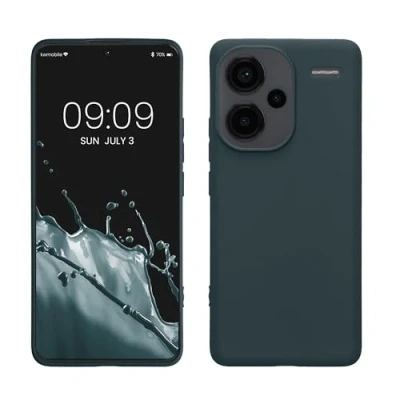 Abbildung von kwmobile Hülle kompatibel mit Xiaomi Redmi Note 13 Pro+ 5G / Pro Plus weiches TPU Silikon Case Cover geeignet für kabelloses Laden Dunkler Schiefer