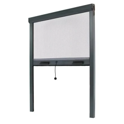 Abbildung von Fliegengitter Insektenschutzrollo Aluminium für Fenster Anthrazitgrau, B150 x H160cm Fiberglas Fliegengitternetz Fliegengitterrollo Insektenschutz