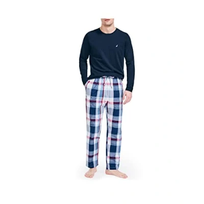 Abbildung von Nautica Herren Schlafanzughose, weich, gewebt, 100% Baumwolle, elastischer Bund Blau Medium