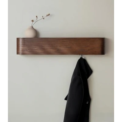 Abbildung von Kazai. Wandgarderobe &#039;Toke&#039; Moderne Design Garderobe mit verdeckten Wandhaken Garderobenpaneel aus Massivem Echtholz Furnier Eiche, dunkel