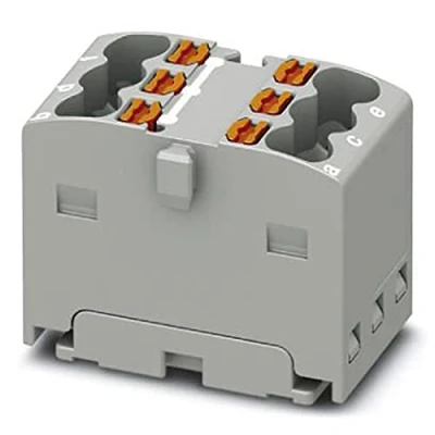 Abbildung von PHOENIX CONTACT PTFIX 6X1,5 GY Verteilerblock, Intern Gebrückt, 450 V, 17,5 A, Anzahl der Anschlüsse 6, Querschnitt 0,14 mm² 2,5 mm², AWG: 26 14, Breite 12,5 mm, Höhe 17,7 Grau, 20 Stück