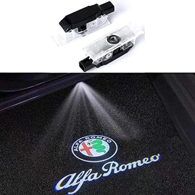 Abbildung von Duleutgnu 2 Stücke Autotürbeleuchtung Willkommenslogo Ghost Shadow Definition Autodekoration LED Autotüren Eingangslichter 3D Emblem Lampe(for al FA)