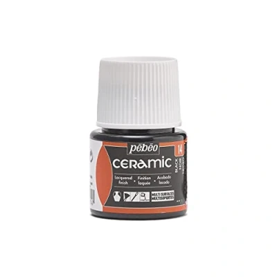 Abbildung von Pébéo Ceramic Deckende Farbe für Terrakotta, Keramik und Fayence Flakon 45 ml Schwarz
