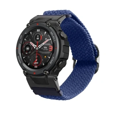 Abbildung von kwmobile Armband kompatibel mit Huami Amazfit T Rex/T Rex Pro Nylon Fitnesstracker Sportarmband Band in Blau Innenmaße von 14 22 cm