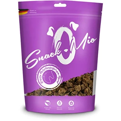 Abbildung von SnackOMio Premium Hundesnack krosse Fleischwürfel vom Pferd, getreidefrei, 1er Pack (1 x 125g)