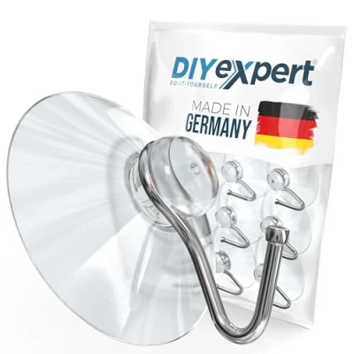 Abbildung von DIYexpert Saugnapf mit Haken Made in Germany Saughaken [Ø 40 mm] [20 Stück] Hochwertige Saugnäpfe für Camping und Auto Ideal als Handtuchhalter Weihnachtsdeko