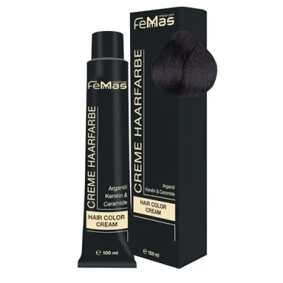 Abbildung von FemMas Premium Haarfarbe Hair Color Cream 100ml Dunkelbraun Schokolade Intensiv 3.99