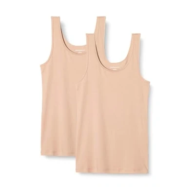 Abbildung von Amazon Essentials Damen Tanktop schlanke Passform, 2er Pack, Beige, XXL