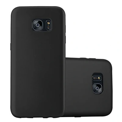 Abbildung von Cadorabo Hülle kompatibel mit Samsung Galaxy S7 Edge Schutzhülle TPU Silikon Case Metallic Design Slim Kratzfest Weiche Gummi Rundumschutz für in Schwarz