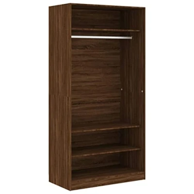 Abbildung von vidaXL Kleiderschrank, Garderobenschrank mit 4 Fächern, Schrank Kleiderstange, offener Schlafzimmerschrank, Braun Eiche Optik Holzwerkstoff