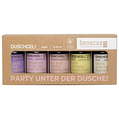 Abbildung von Benecos Pflege Geschenkset Mini Set Party unter der Dusche