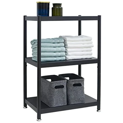 Abbildung von shelfr Industrial Design Metallregal Schwarz Stehend 61x41x90 Standregal 3 Ebenen Wandregal Schwerlast Regal Wohnzimmerregal Modern Küchenregal Badregal Bücherregal Raumteiler Metall