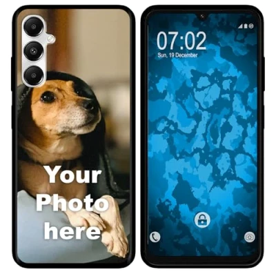 Abbildung von PhoneNatic personalisierte Handyhülle für Galaxy A05s Custom Case in schwarz zum selbst gestalten mit eigenem Foto Bild Text individuell
