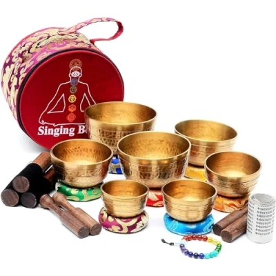 Abbildung von Handgeschlagene Klangschalen Set 7 Chakra Heilklangschalen tibetische Singschalen aus Nepal