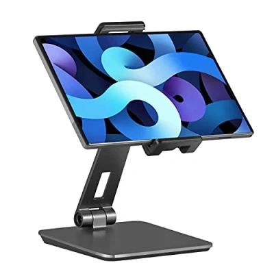 Abbildung von SHUOSUO Tablet Ständer Verstellbar &amp; Faltbar, Schwerer Aluminium Halterung Halter Tisch, kompatibel mit iPad Pro/Air/Mini, Samsung Tab, Surface Pro, Kindle Fire (7 13 Zoll) (Dunkelgrau)