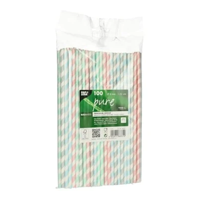 Abbildung von PAPSTAR Trinkhalme pure Stripes, (100 tlg), aus Papier