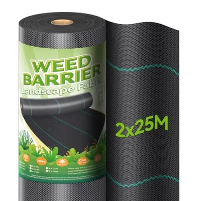 Abbildung von iropro Unkrautvlies Gartenvlies 2m x 25m,50m² Unkrautflies für Garten Unkrautfolie Wasserdurchlässig 90g/m² Reißfestes Unkrautgewebe Rolle Unkrautfolie,Anti Repousse,Hohe UV Stabilisierung