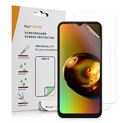 Abbildung von kwmobile 3X Displayschutzfolie kompatibel mit Samsung Galaxy A14 5G Folie klare Schutzfolien Set in transparent