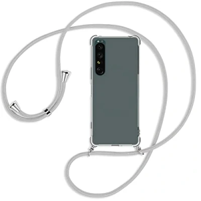 Abbildung von mtb more energy® Handykette kompatibel mit Sony Xperia 1 IV (6.5&#039;&#039;) Silber Grau Smartphone Hülle zum Umhängen Anti Shock Full TPU Case