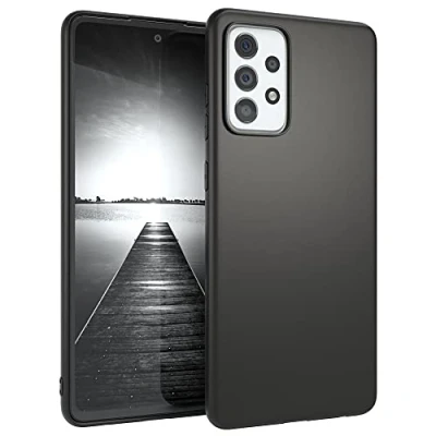 Abbildung von EAZY CASE Handyhülle Silikon mit Kameraschutz kompatibel Samsung Galaxy A72 / 5G in Schwarz Matt, Ultra dünn, Slimcover, Silikonhülle, Hülle, Softcase, Backcover