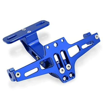 Abbildung von Universal CNC Aluminium Motorrad Hintere Kennzeichenhalter Nummernschildhalter mit Rücklicht für Z650 Z750 Z800 Z1000 Z900 Z300 Z250 (Blau)