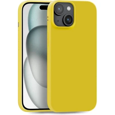 Abbildung von MyGadget Hülle kompatibel mit iPhone 15 Plus robuste Silikon Schutzhülle TPU Case Slim Silikonhülle Back Cover Ultra Kratzfest Handyhülle matt Gelb